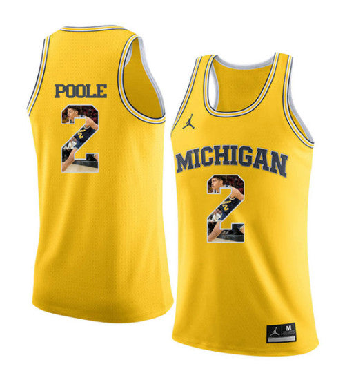 Michigan Wolverines 2 Jordan Poole College Basketball Jersey Yellow | Stitched Jersey RTJS 8584