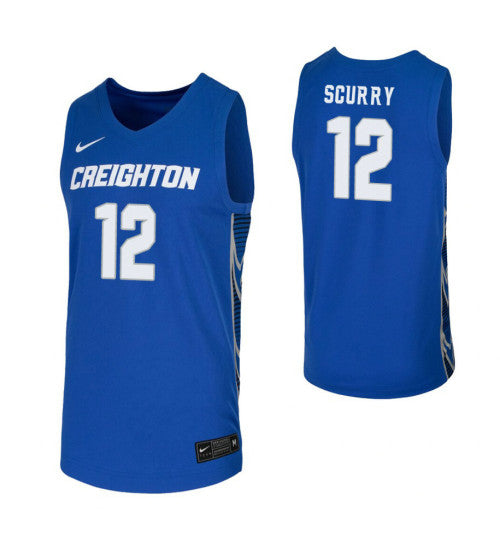 Creighton Bluejays 12 Jordan Scurry Royal College Basketball Jersey | Stitched Jersey RTJS 4997