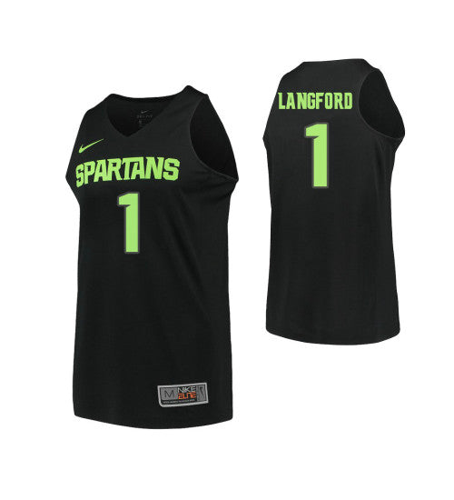 Michigan State Spartans Josh Langford College Basketball Jersey Black stitched college jersey