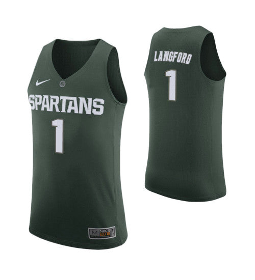 Michigan State Spartans Josh Langford College Basketball Jersey Green stitched college jersey