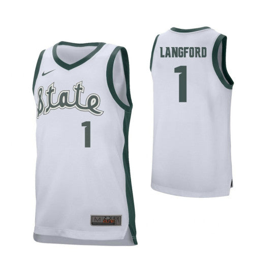 Michigan State Spartans 1 Josh Langford White College Basketball Jersey 2860 | Stitched Jersey RTJS 8888