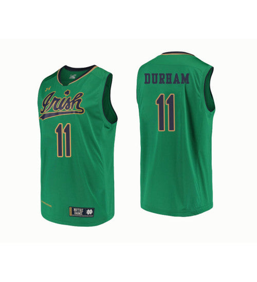 Notre Dame Fighting Irish #11 Juwan Durham College Basketball Jersey Green stitched college jersey