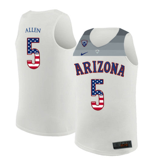 Arizona Wildcats 5 Kadeem Allen College Basketball Jersey White 6225 | Stitched Jersey RTJS 5523