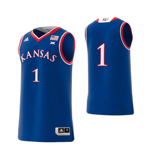 Kansas Jayhawks 1 Basketball College Basketball Jersey Royal stitched retro jersey
