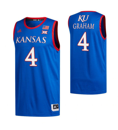 Kansas Jayhawks 4 Devonte Graham Royal College Basketball Jersey | Stitched Jersey RTJS 3790