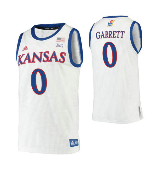 Kansas Jayhawks 0 Marcus Garrett White College Basketball Jersey 1943 stitched retro jersey
