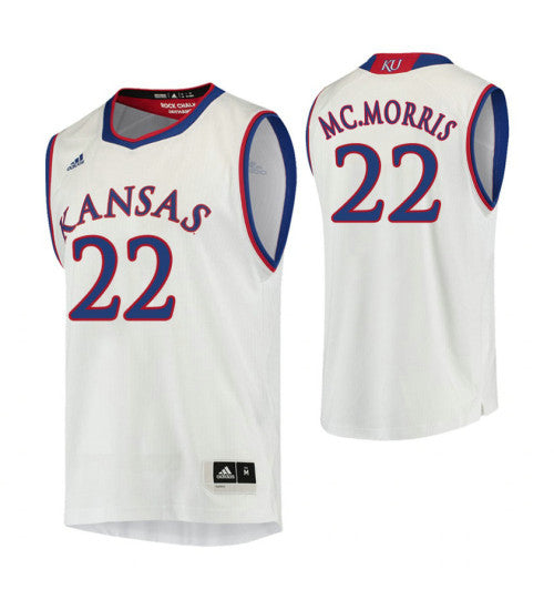 Kansas Jayhawks 22 Marcus Morris Sr College Basketball Jersey White | Stitched Jersey RTJS 3849