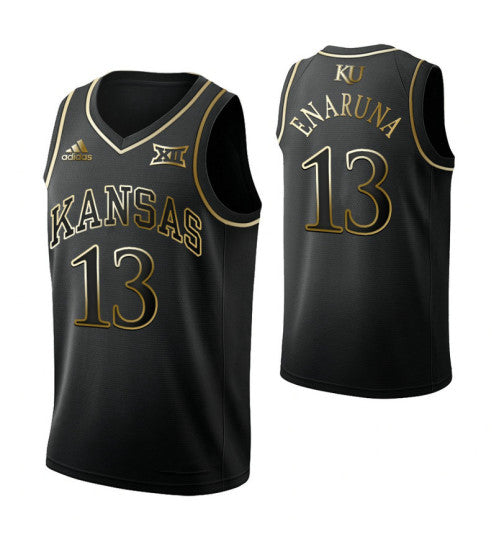 Tristan Enaruna Kansas Jayhawks Golden Edition Black stitched throwback college basketball jersey