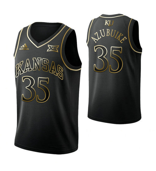 Udoka Azubuike Kansas Jayhawks Golden Edition Black stitched throwback college basketball jersey