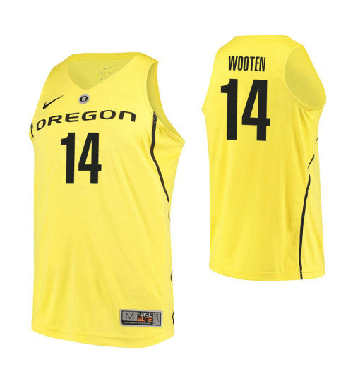 Oregon Ducks 14 Kenny Wooten College Basketball Jersey Yellow | Stitched Jersey RTJS 7520