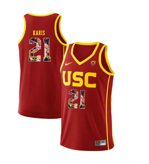 USC Trojans Kurt Karis #21 Red stitched throwback college basketball jersey