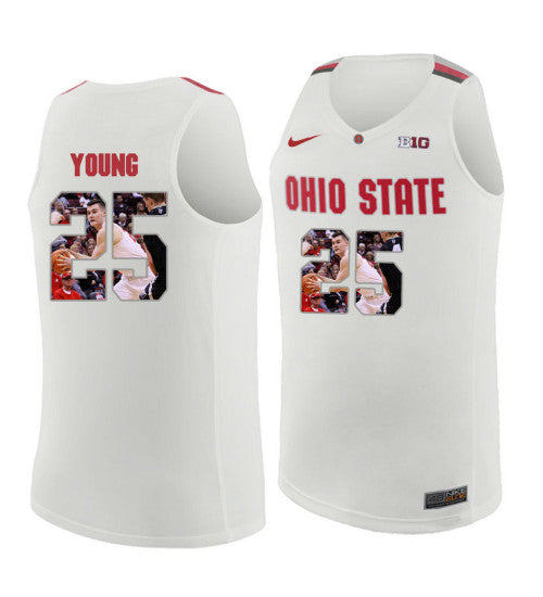 Ohio State Buckeyes #25 Kyle Young College Basketball Jersey White 9808 stitched college jersey