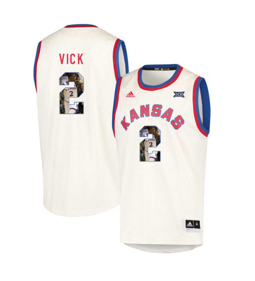 Kansas Jayhawks 2 Lagerald Vick College Basketball Jersey Cream | Stitched Jersey RTJS 3875