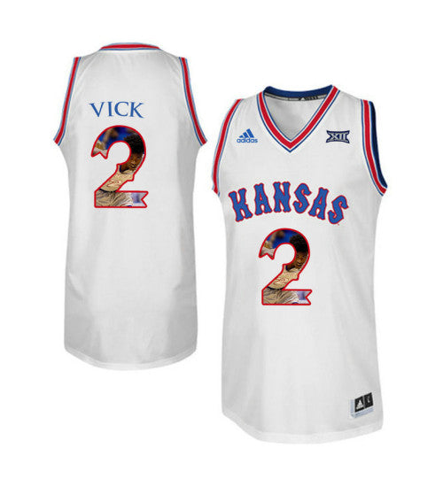 Kansas Jayhawks 2 Lagerald Vick College Basketball Jersey White | Stitched Jersey RTJS 3872