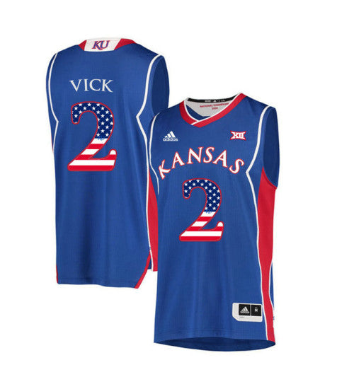 Kansas Jayhawks 2 Lagerald Vick College Basketball Jersey Royal 2007 stitched retro jersey