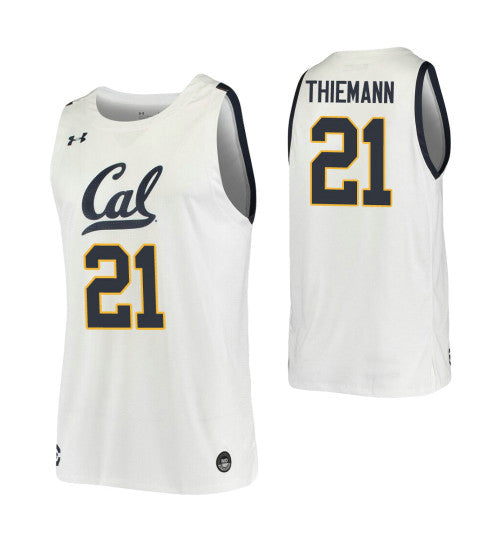California Golden Bears 21 Lars Thiemann White College Basketball Jersey stitched basketball jersey for game day fanwear