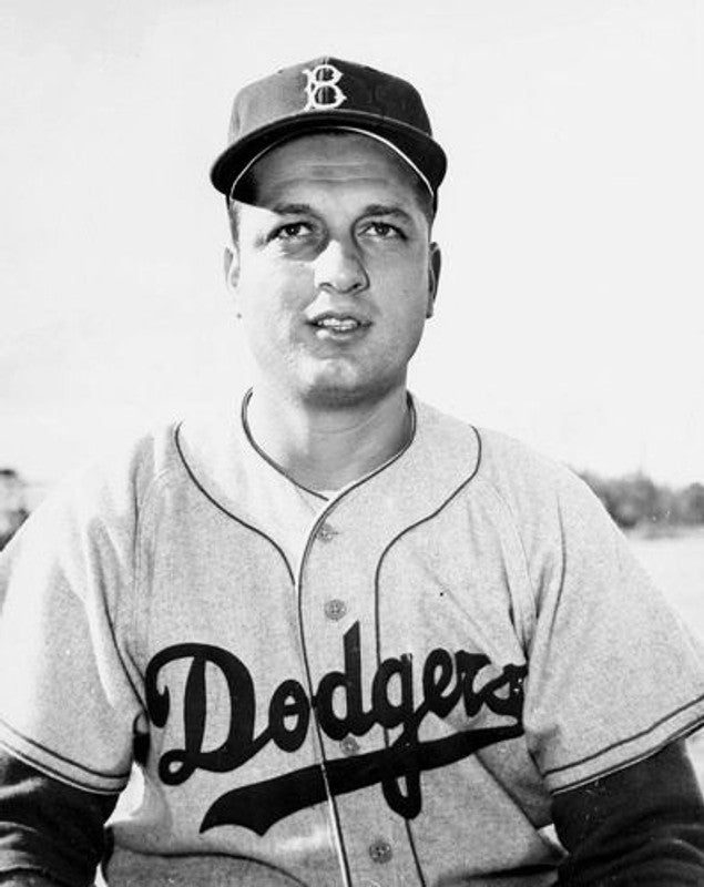Tommy Lasorda Brooklyn Dodgers 1955 Cooperstown Away Baseball Stitched Jersey jersey front view