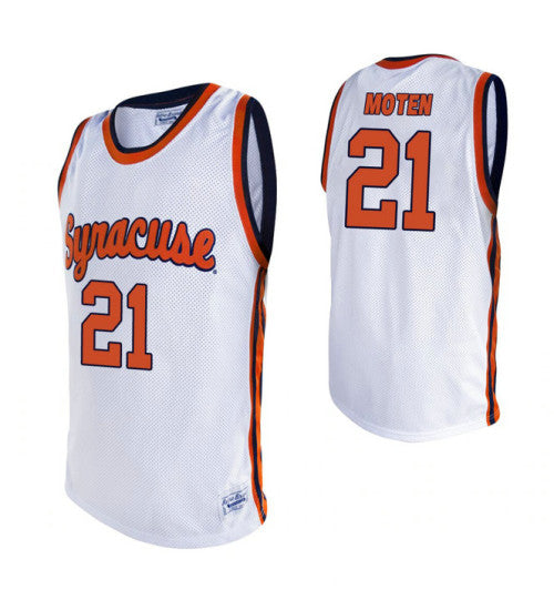 Moten White Syracuse Lawrence #21 Orange stitched throwback college basketball jersey