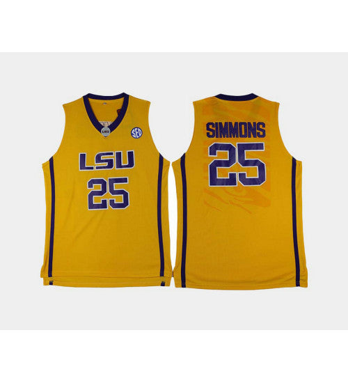 Lsu Tigers 25 Ben Simmons Gold Home College Basketball Jersey stitched retro jersey