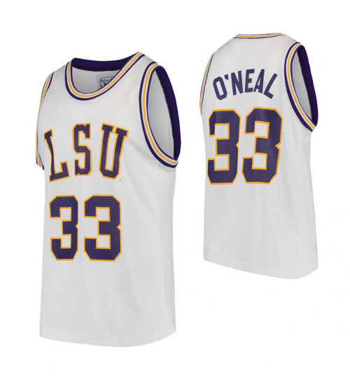 Lsu Tigers 33 Shaquille Oneal White College Basketball Jersey stitched retro jersey