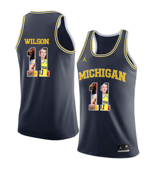 Michigan Wolverines 11 Luke Wilson College Basketball Jersey Navy 3106 | Stitched Jersey RTJS 8642