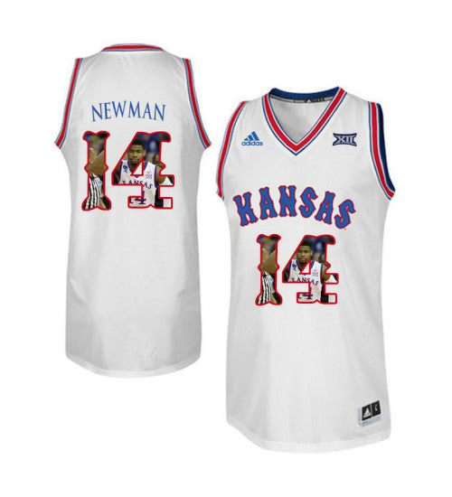 Kansas Jayhawks 14 Malik Newman College Basketball Jersey White stitched retro jersey