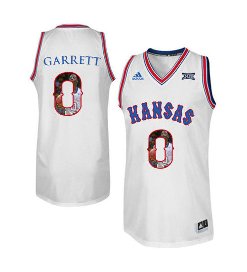 Kansas Jayhawks 0 Marcus Garrett College Basketball Jersey White 1936 stitched retro jersey
