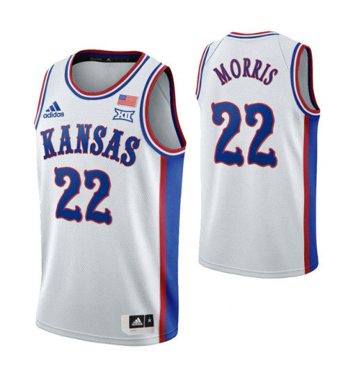 Kansas Jayhawks 22 Marcus Morris 1990S Throwback College Basketball Jersey White stitched retro jersey