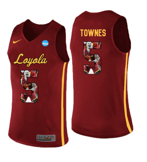Loyola Chi Ramblers 5 Marques Townes College Basketball Jersey Red stitched retro jersey