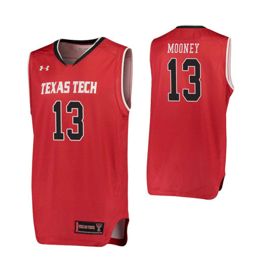 Mooney Performance Texas Tech Raiders Matt Red stitched throwback college basketball jersey