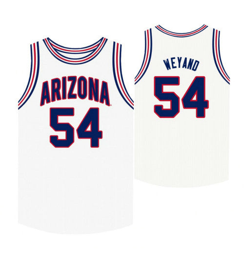 Arizona Wildcats 54 Matt Weyand White College Basketball Jersey stitched basketball jersey for game day fanwear