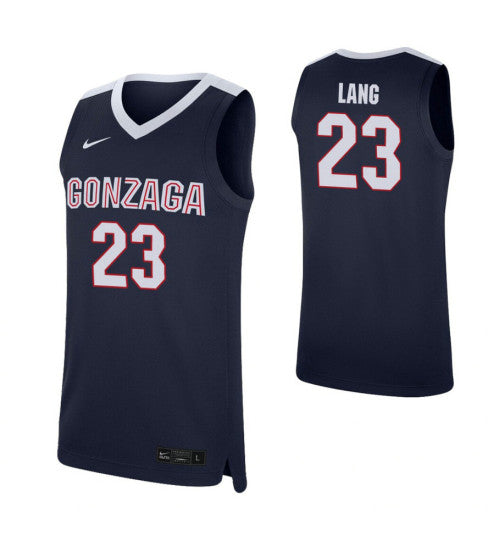 Matthew Lang College Basketball Jersey Navy Gonzaga Bulldogs | Stitched Jersey RTJS 3173