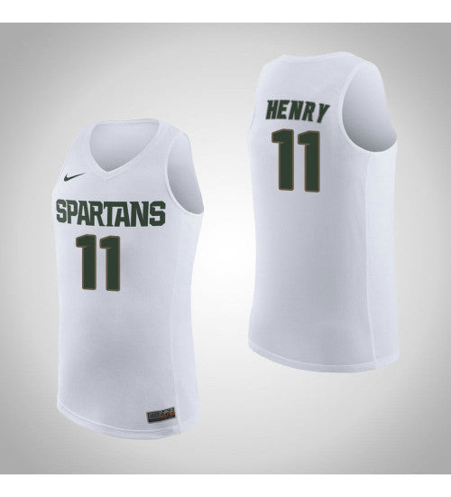 Michigan State Spartans #11 Aaron Henry Road College Basketball Jersey White stitched college jersey