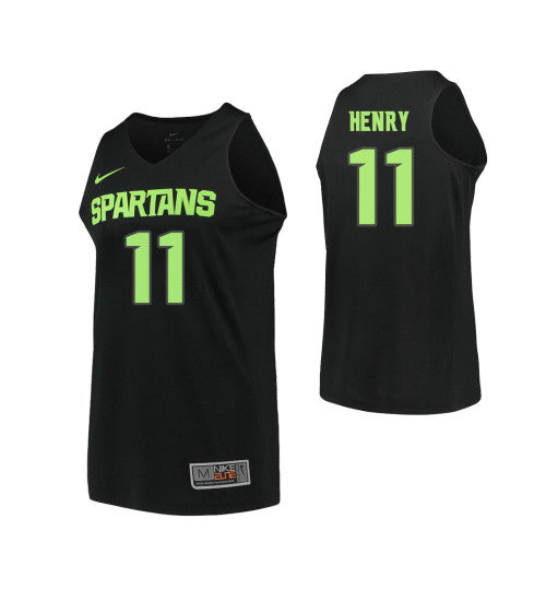 Michigan State Spartans #11 Aaron Henry College Basketball Jersey Black stitched college jersey