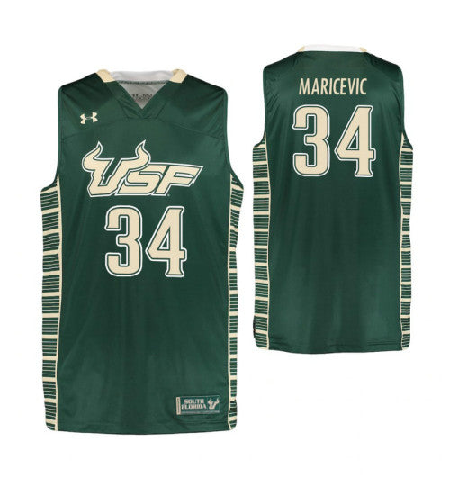 South Florida Bulls Antun Maricevic #34 Green stitched throwback college basketball jersey