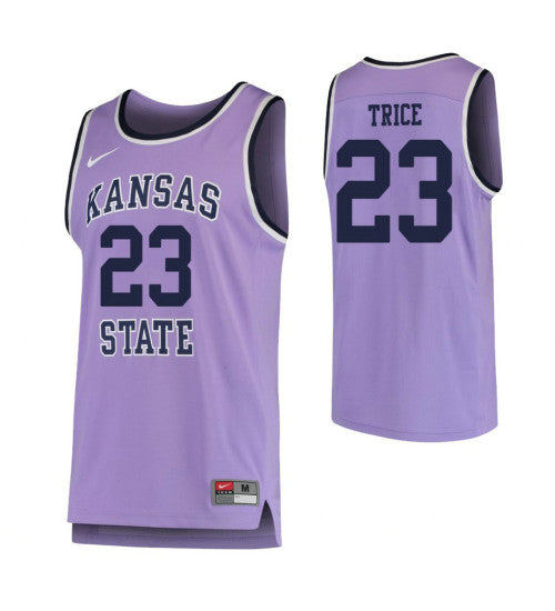 Kansas State Wildcats 23 Austin Trice College Basketball Jersey Purple stitched retro jersey