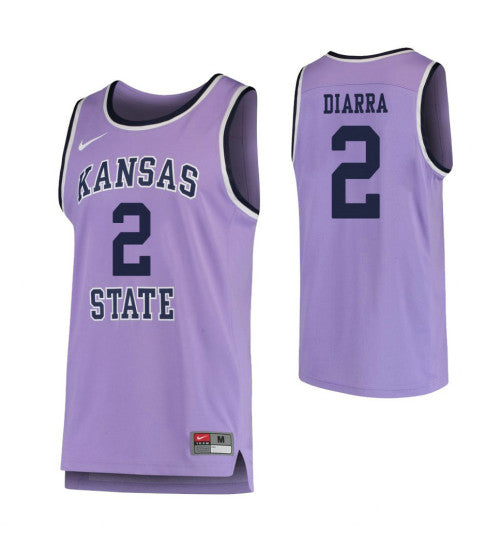 Kansas State Wildcats 2 Cartier Diarra College Basketball Jersey Purple | Stitched Jersey RTJS 3716