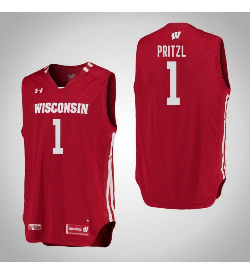 Wisconsin Badgers Brevin Pritzl #1 Red stitched throwback college basketball jersey