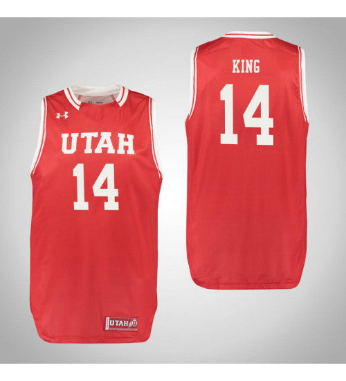 Brooks King Utah Utes #14 Red stitched throwback college basketball jersey