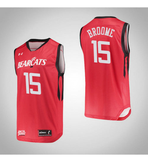Cincinnati Bearcats 15 Cane Broome College Basketball Jersey Red | Stitched Jersey RTJS 5125