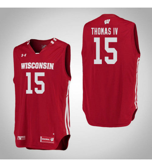 Wisconsin Badgers 15 Charles Thomas Iv College Basketball Jersey Red | Stitched Jersey RTJS 5910