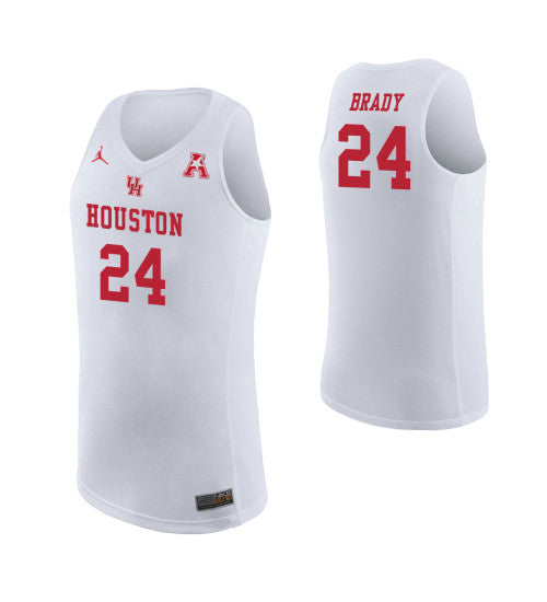Houston Cougars 24 Breaon Brady College Basketball Jersey White stitched retro jersey