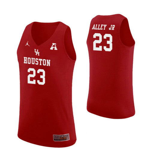 Houston Cougars 23 Cedrick Alley Jr College Basketball Jersey Red | Stitched Jersey RTJS 4279