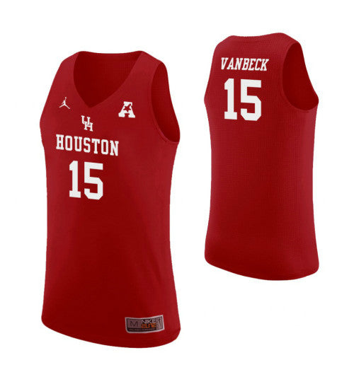 Houston Cougars 15 Neil Vanbeck College Basketball Jersey Red stitched retro jersey