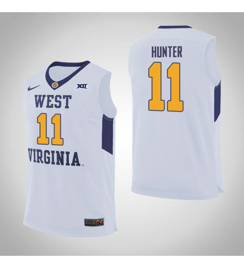 West Virginia Mountaineers Dangelo Hunter 11416 #11 White stitched throwback college basketball jersey