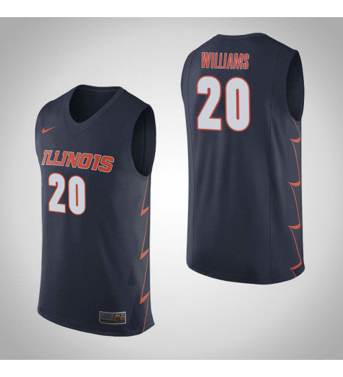 Illinois Fighting Illini 20 Damonte Williams College Basketball Jersey Navy | Stitched Jersey RTJS 4228