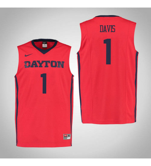 Dayton Flyers 1 Darrell Davis College Basketball Jersey Red 907 stitched basketball jersey for game day fanwear