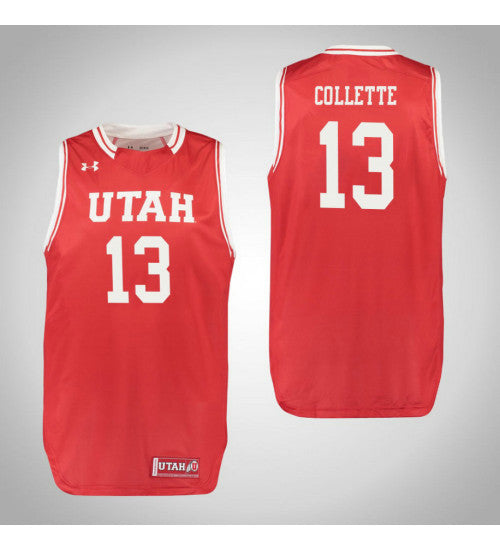 David Collette Utah Utes #13 Red stitched throwback college basketball jersey
