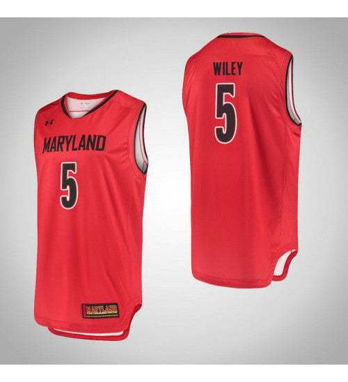 Maryland Terrapins 5 Dion Wiley College Basketball Jersey Red | Stitched Jersey RTJS 3198