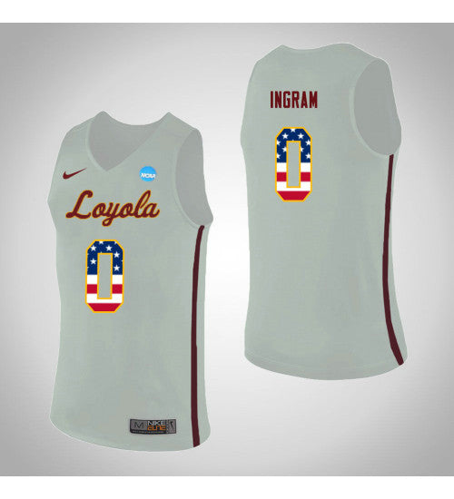 Loyola Chi Ramblers 0 Donte Ingram Usa Flag College Basketball Jersey White stitched retro jersey